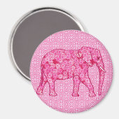 Flower elephant - fuchsia pink magnet (Vorderseite/Rückseite)