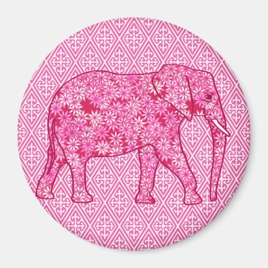 Flower elephant - fuchsia pink magnet (Vorne)