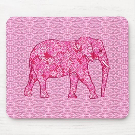 Flower elephant - fuchsia pink mousepad (Vorne)