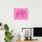 Flower elephant - fuchsia pink poster (Heimbüro)
