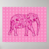 Flower elephant - fuchsia pink poster (Vorne)