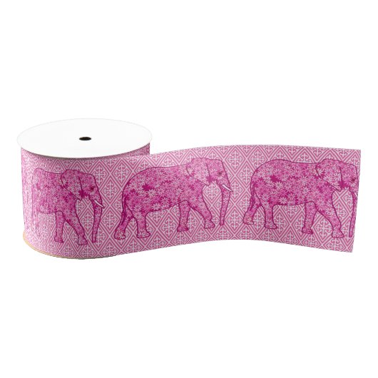 Flower elephant - fuchsia pink ripsband (Spule)