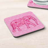 Flower elephant - fuchsia pink untersetzer (Linke Seite)