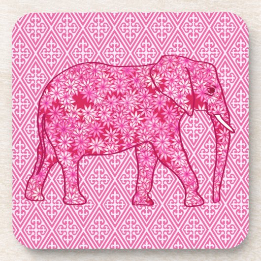 Flower elephant - fuchsia pink untersetzer (Vorderseite)