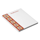 Flower Embroidered Quilt Block Border Note Pad Notizblock (angewinkelt)