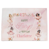 Flower Fairy 3rd Pink Glitter Gift Bag Große Geschenktüte (Vorderseite)