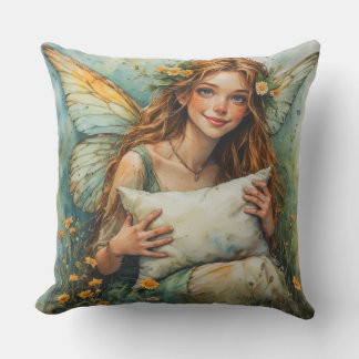 Flower Fairy Holding Pillow Kissen