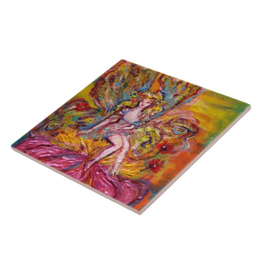 FLOWER FAIRY ON THE PINK IRIS fantasy Fliese (Seite)