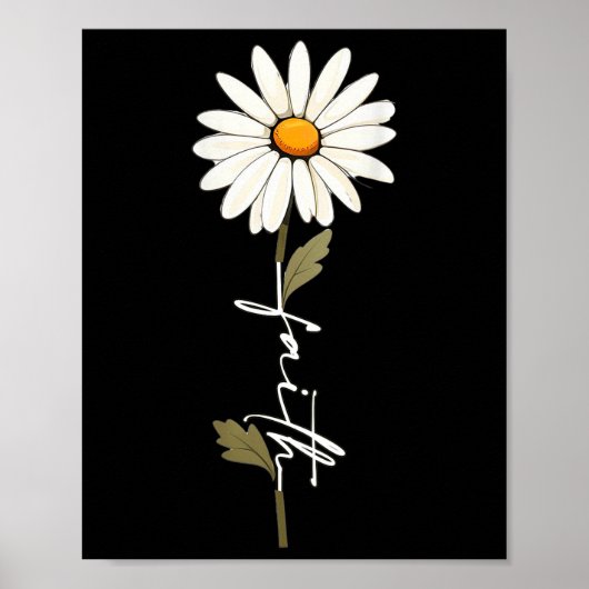 Flower Faith God Cursive Writing Jesus Cross Art O Poster (Vorne)