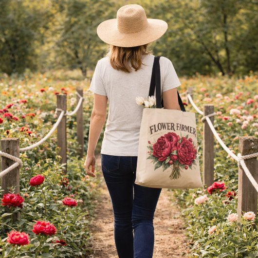 Flower Farmer Vintage Pink Peony Bouquet Rustic  Tasche