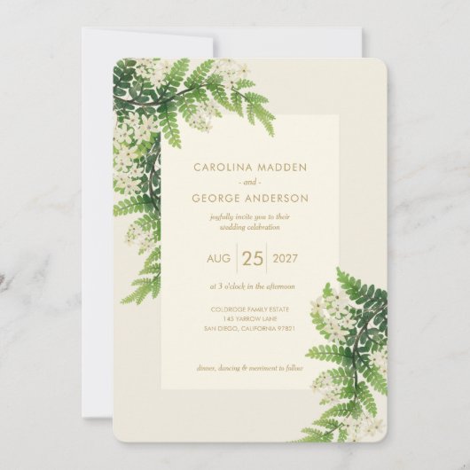 Flower Ferns Wedding Einladung 2 (Vorderseite)