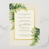 Flower Ferns Wedding Folieneinladung (Vorderseite)