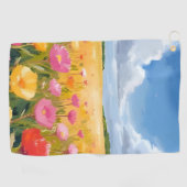 Flower Field Landscape Painting Golfhandtuch (Horizontal)