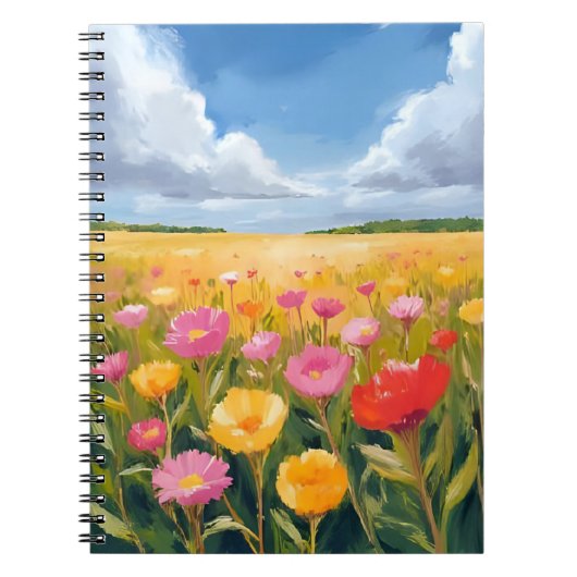 Flower Field Landscape Painting Watercolor Notizblock (Vorderseite)