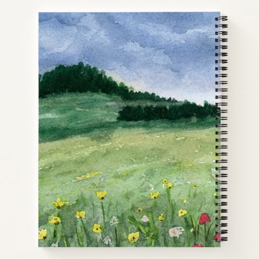 Flower Field Landscape Spiral Notizblock (Rückseite)