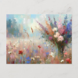  Flower Field Nature Scene Impressionist Art Postkarte