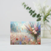  Flower Field Nature Scene Impressionist Art Postkarte (Stehend Vorderseite)
