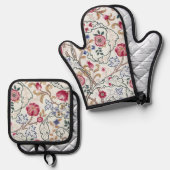 Flower, Floral Pattern, William Morris Ofenhandschuh & Topflappen-Set (Vorderseite/Rückseite)