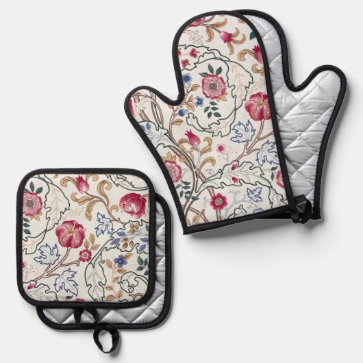 Flower, Floral Pattern, William Morris Ofenhandschuh & Topflappen-Set (Vorderseite/Rückseite)