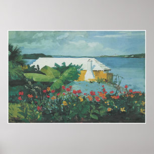 Flower Garden and Bungalow, Bermuda 1899 Poster