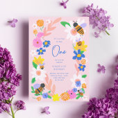 Flower Garden Bees 1st Birthday Einladung