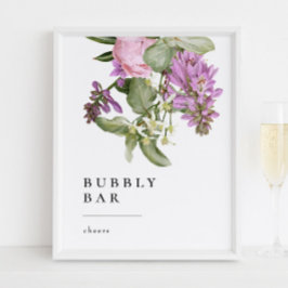 Flower Garden Bridal Shower Bubbly Bar Sign Poster