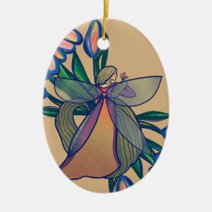 Flower Garden Fairy Gardener Art Keramik Ornament