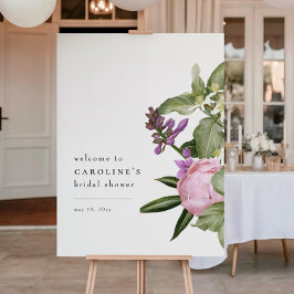 Flower Garden Pink Bridal Shower Welcome Sign Poster