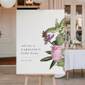 Flower Garden Pink Bridal Shower Welcome Sign Poster