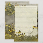 Flower Ghost - liniertes Briefpapier (Vorne/Hinten)