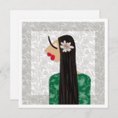 Flower Girl 1 Fashion Illustration Card Einladung (Vorne/Hinten)