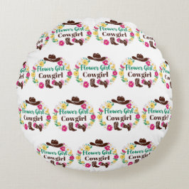 Flower Girl Cowgirl Keepsakes Rundes Kissen