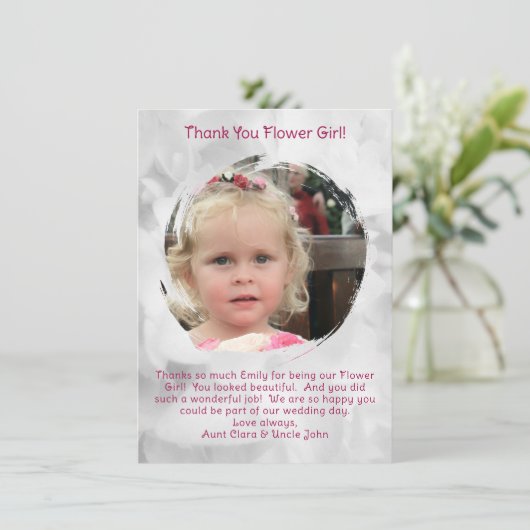 Flower Girl-Foto Vielen Dank für Ihre Nachricht Dankeskarte (Stehend Vorderseite)