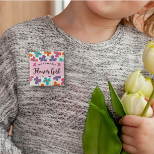 FLOWER GIRL Fun Daisies Pop Niedlicher Tag Button