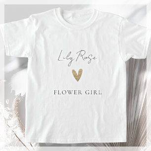 Flower Girl Gold Herz Modernes Drehbuch T-Shirt