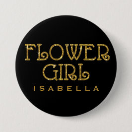 Flower Girl Gold Imitate Glitzer Name Tag Schaltfl Button