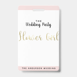 Flower Girl Gold Wedding Party VIP Pass Abzeichen Ausweis
