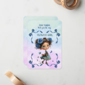 Flower Girl Invitation Floral Blue Watercolor Mitteilungskarte (Vorderseite/Rückseite Beispiel)