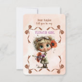 Flower Girl Invitation Floral Blue Watercolor Mitteilungskarte (Vorderseite)