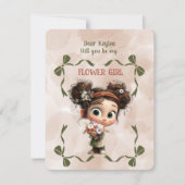 Flower Girl Invitation Floral Brown Watercolor Mitteilungskarte (Vorderseite)
