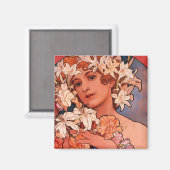 Flower Girl Jugendstil Magnet (Vorderseite/Rückseite)