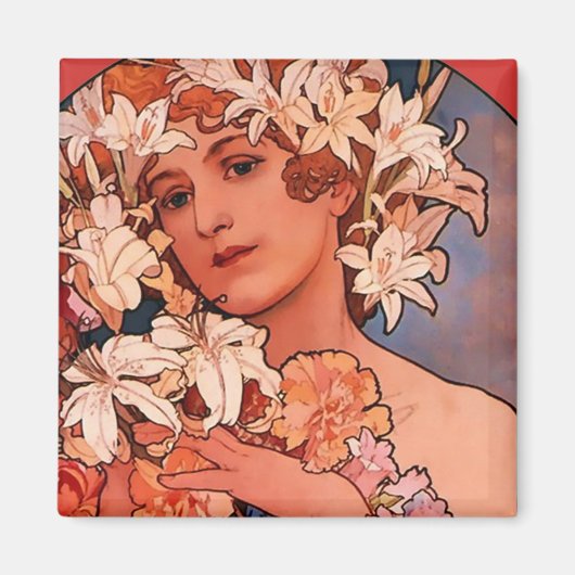 Flower Girl Jugendstil Magnet (Vorne)