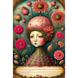 Flower girl & postcard v3 vintage tissue paper seidenpapier