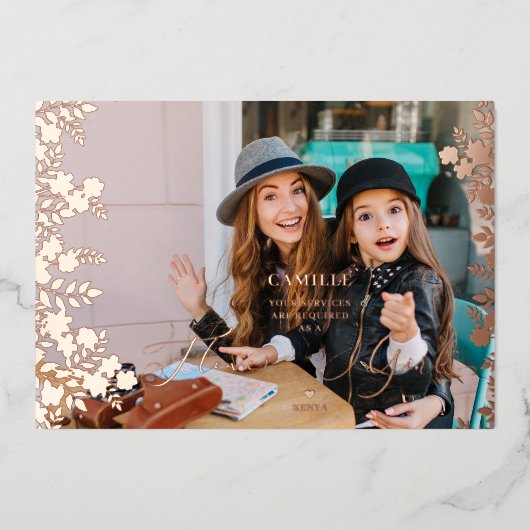 Flower Girl Proposal Botanical Frame Photo Folieneinladung (Vorderseite)