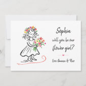 Flower Girl Proposal Chic Hand Drawn Illustration Karte (Vorderseite)