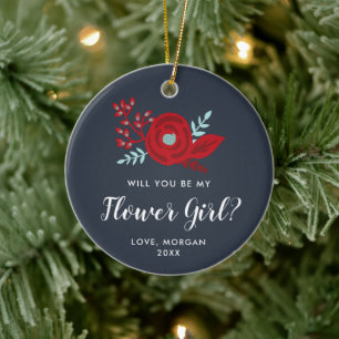 Flower Girl Proposal Personalized Jr Bridesmaid Keramik Ornament