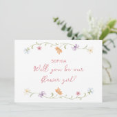 Flower Girl Proposal Watercolor Floral Simple Karte (Stehend Vorderseite)