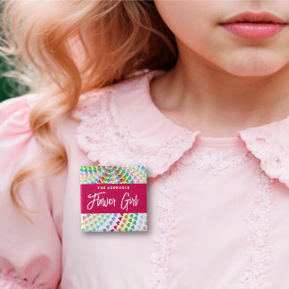 FLOWER GIRL Rainbow Hörer Sprinkles Chic Wedding Button