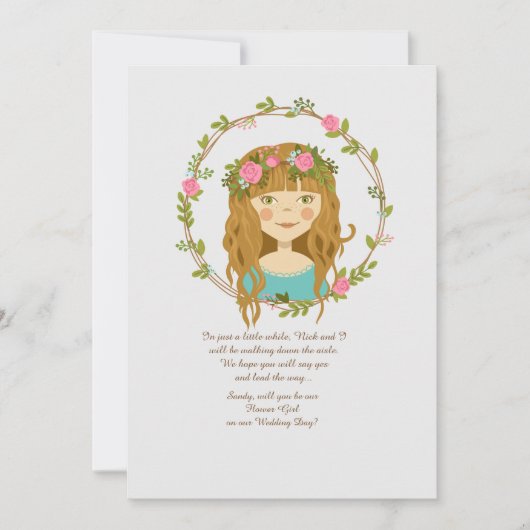 Flower Girl Request Card Aquamarin Einladung (Vorderseite)