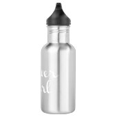 Flower Girl Retro Skript White auf Grau Edelstahlflasche (Rechts)
